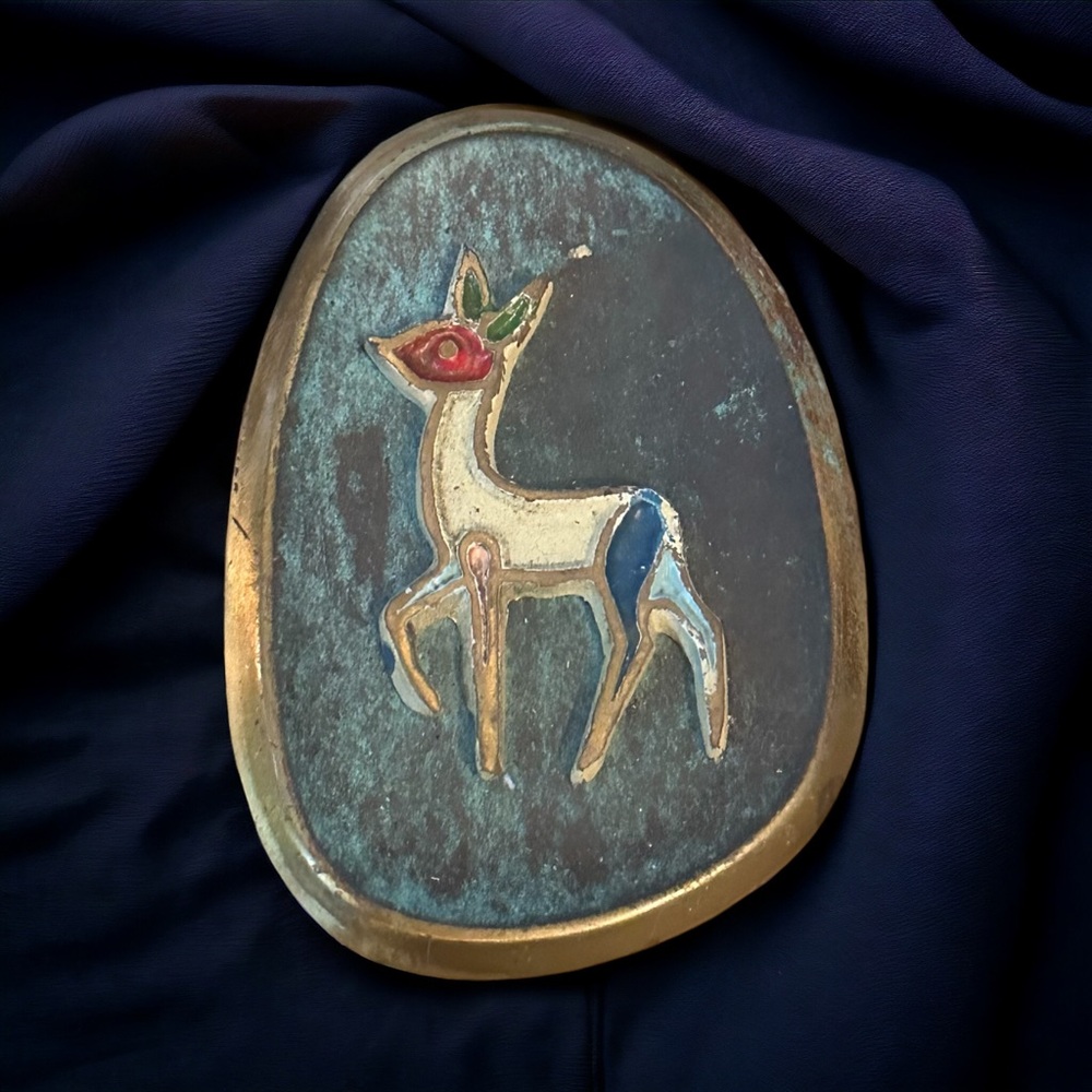 Vintage Brass Doe Deer Brooch